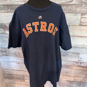 Houston Astros Baseball Majestic Navy Tee with Orange & White Logo